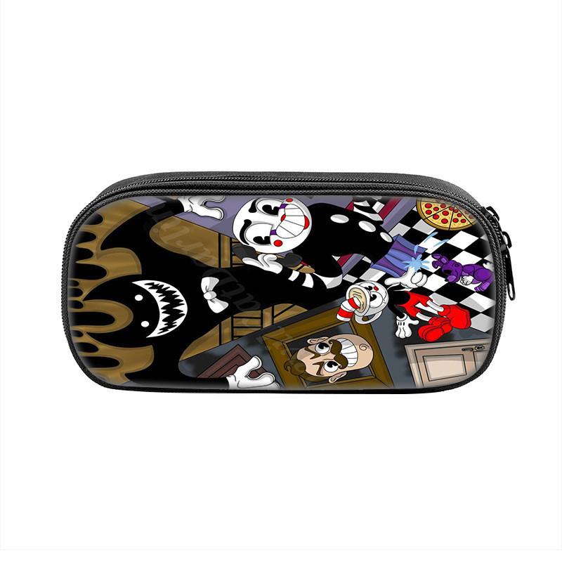 Cuphead Cartoon Pen Case Nylon Storage Pouch For Students And Kids