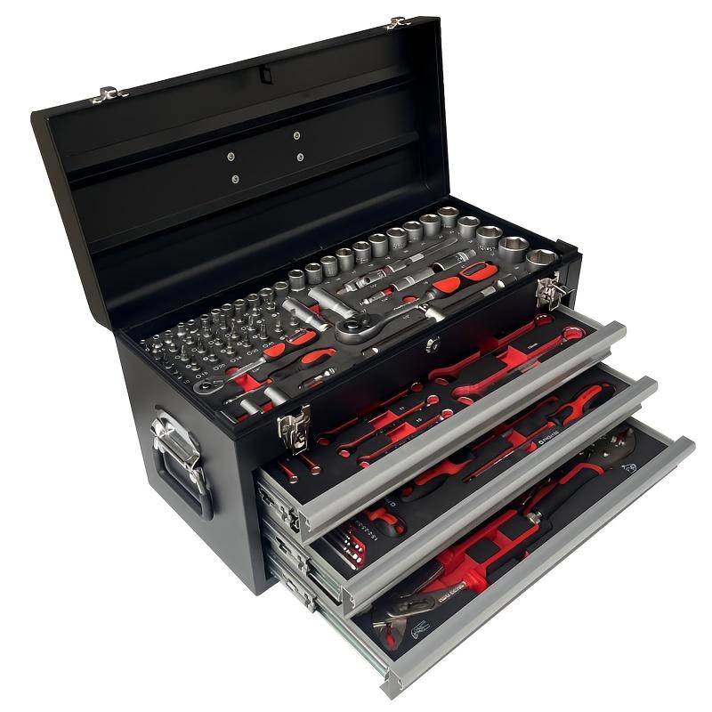 Сверхпрочный универсальный набор инструментов с портативным ящиком для инструментов - Авторемонт 108pcs красный