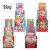 Holiday Gift Storage Containers 3Pcs Christmas Stackable Box, Layered Cube Plastic Boxes with Santa Shop Window Props Snowman Reindeer, Tabletop