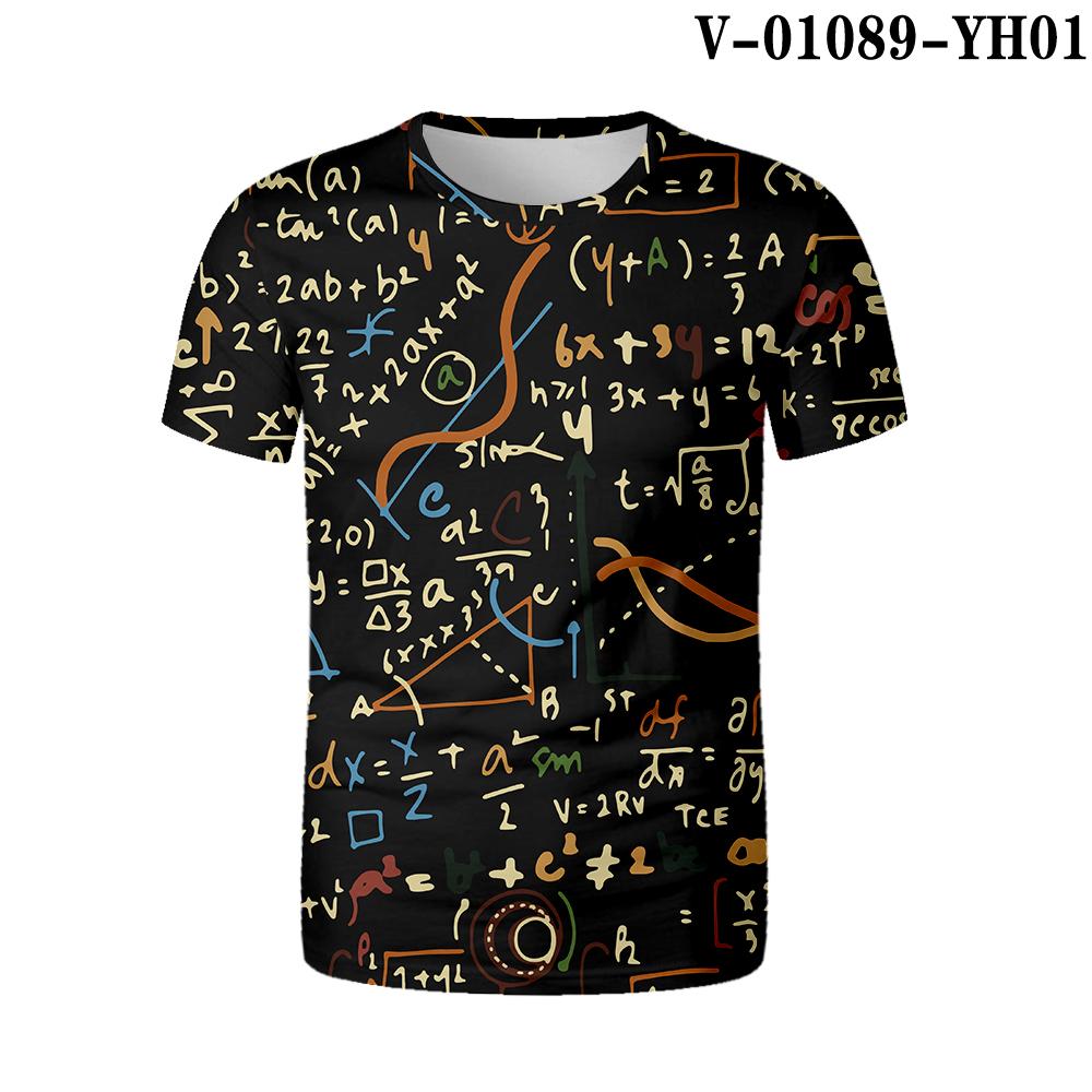 Funny Mathematical Shirt Phys Chemical Formula Summer Street 3D Tričko Módní O Krk Měkké Tričko Oversized Tričko Math Tričko