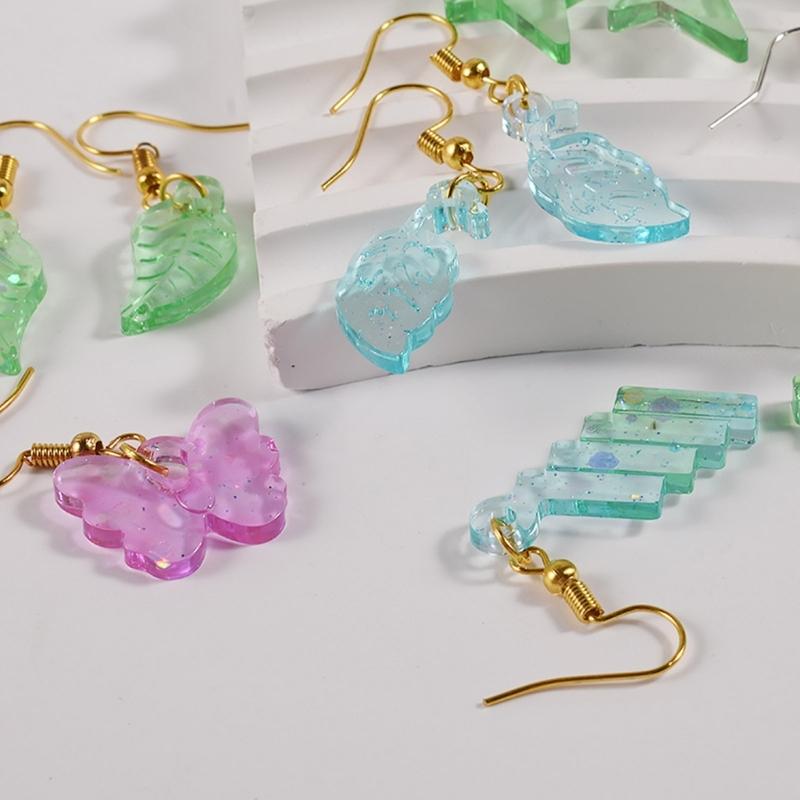 Earring Resin Molds Leaf Moon Heart Cross-Pendant Silicone Mold Necklace Jewelry Epoxy Casting Mold for DIY Craft Supply