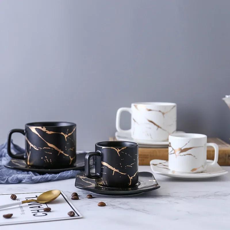 Marble Coffee Cup, Black and White Cup and Saucer Cup. High Quality Coffee Cup, Coffee Set,  Saucer Cup Mugs  Cups