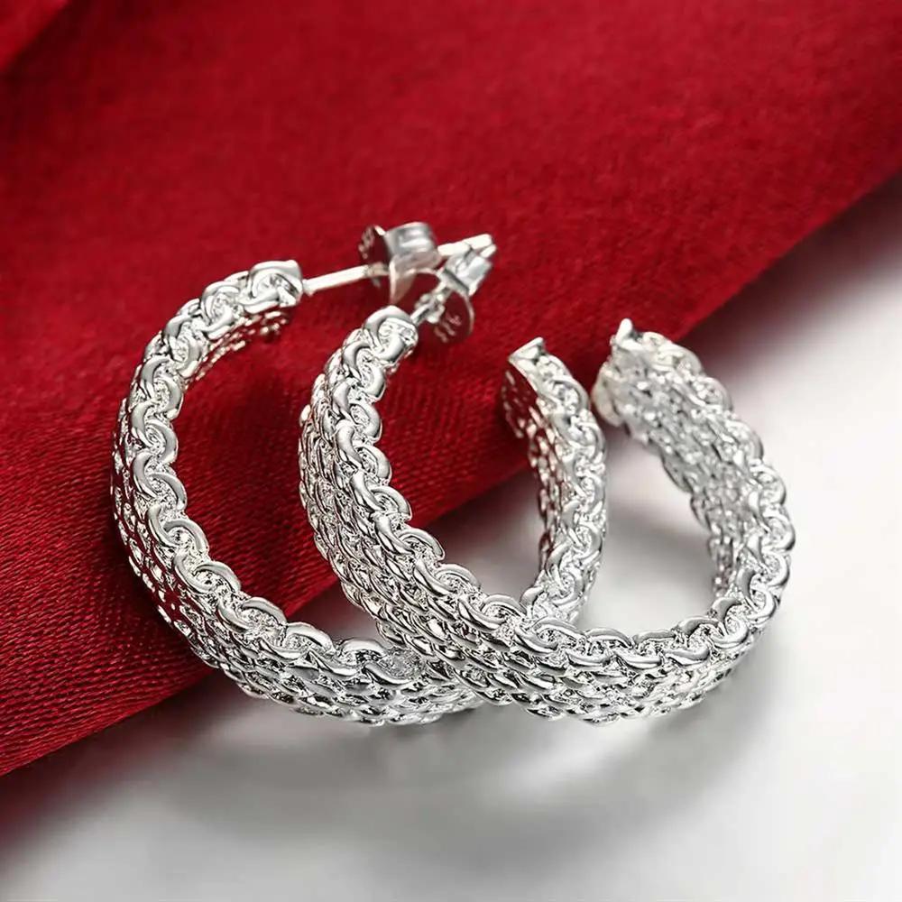 Copper Jewelry Sets Weave Mesh Pendant Necklace Earrings Stud Rings for Woman Party Wedding Gift