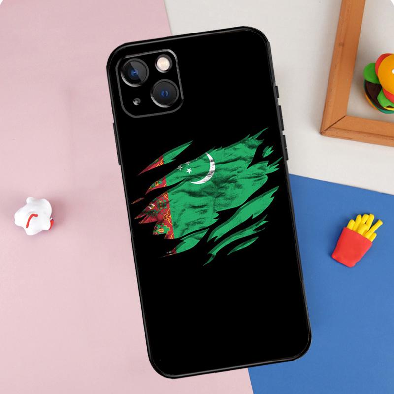 Turkmenistan Flag Phone Case For iPhone 15 Pro Max 11 12 13 14 16 Pro Max Mini XR 16e 15 16 Plus Cover Shell
