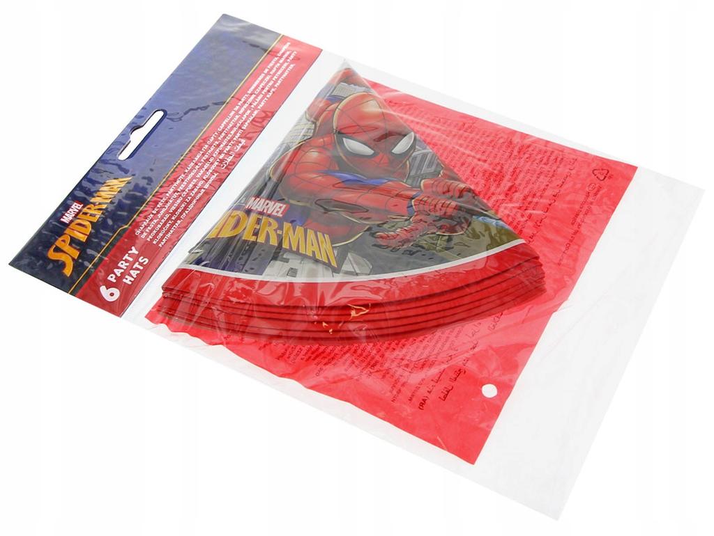 Czapeczki Papierowe Spiderman Marvel Urodziny 6Szt