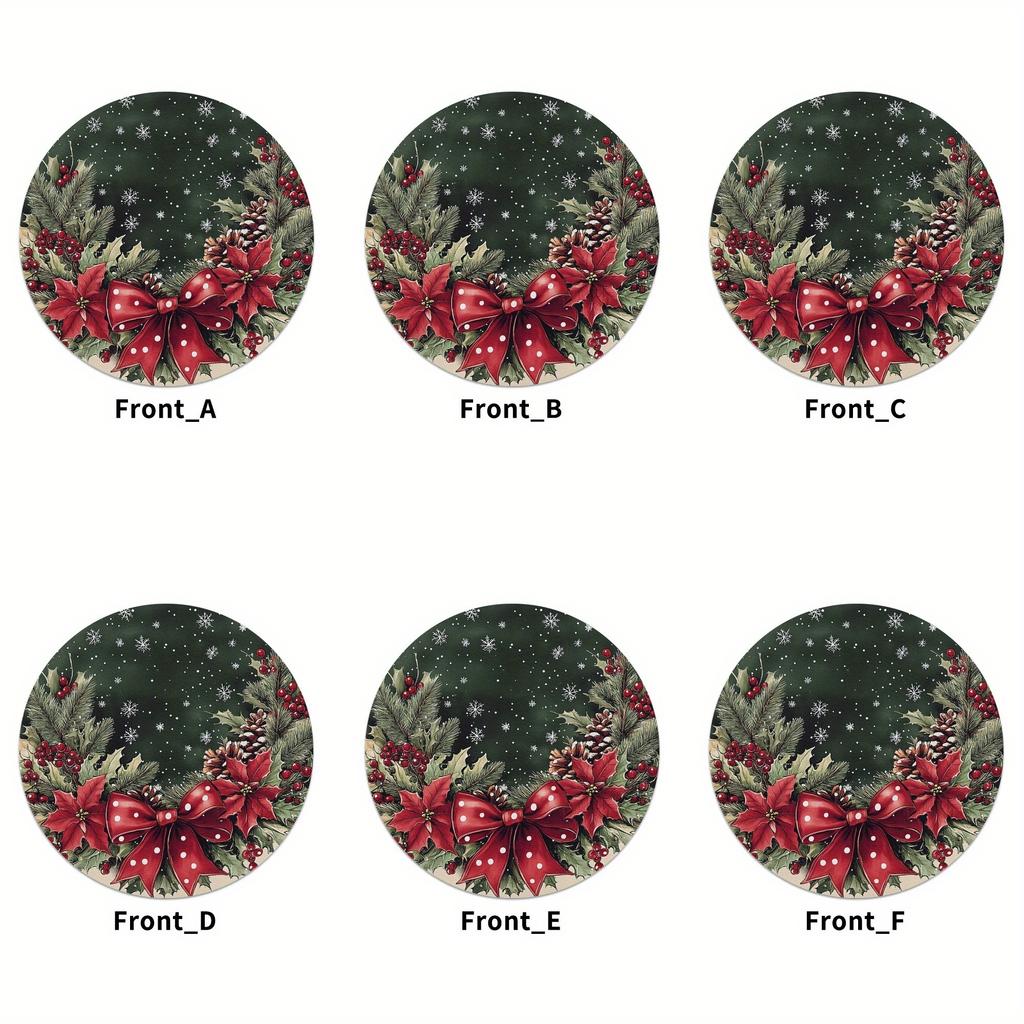 6-Piece Christmas Holly Leaf Placemats for Family Gatherings Christmas Parties Holiday Table Decorations and Accessories