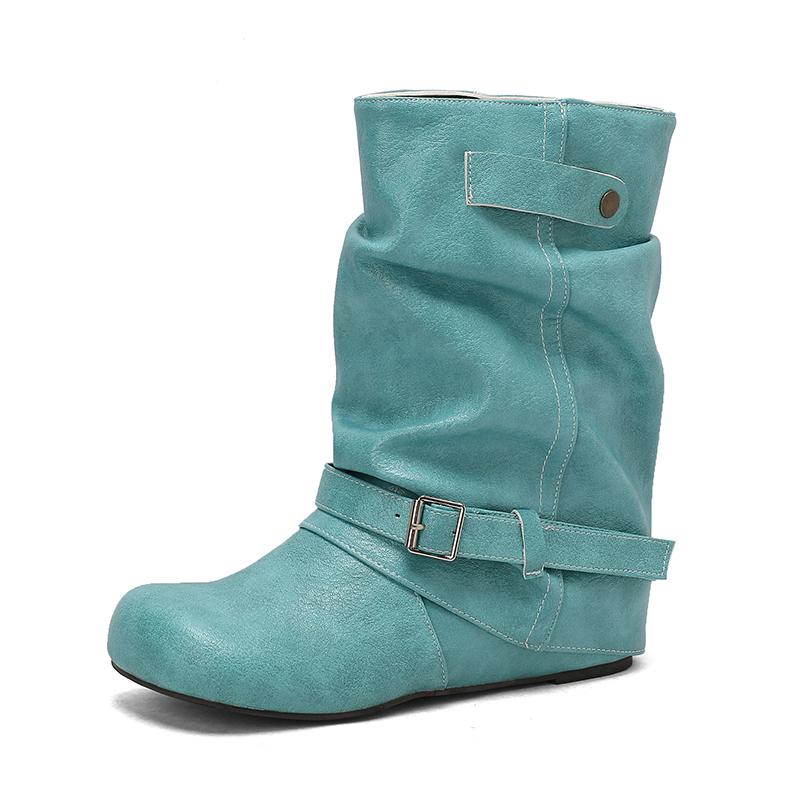 Fashion Western Cowgirl Boots Fashion New Comfortable Internal Height Women's Boots Trendy Versatile Slip On Buckle Women Short Boots