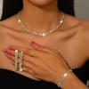 2022 Trendy Three-Piece Wedding Jewelry Set: Necklace, Stud Earrings, and Bracelet for Evening Parties