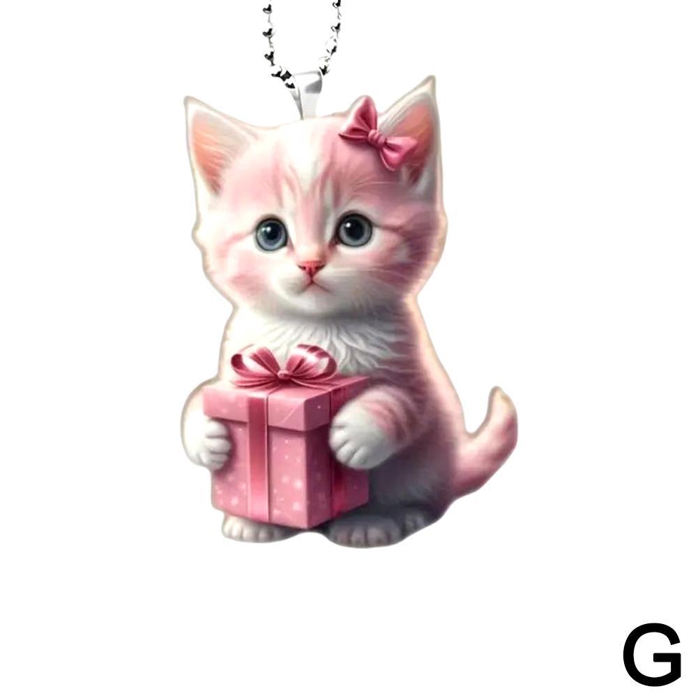 2D Acrylic Hanging Ornament Car Hanging Decor Rearview Mirror Decoration Cute Cat Key Pendant Car Interior Pendant