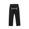 American Street Retro Letter Printing Washed Black Jeans Hip-hop Loose Straight Wide-leg Trousers Ins