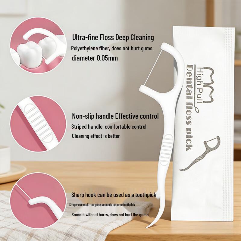 Jiamo Ultra-fine Bamboo Dental Floss Picks, 200 Count