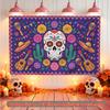 Skull Photo Backdrop, Vibrant Polyester Banner for Party Celebration Decor