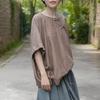 Women Chinese Style T-Shirts Solid Color O-Neck Half Sleeve Summer Loose Vintage T-Shirts For Women