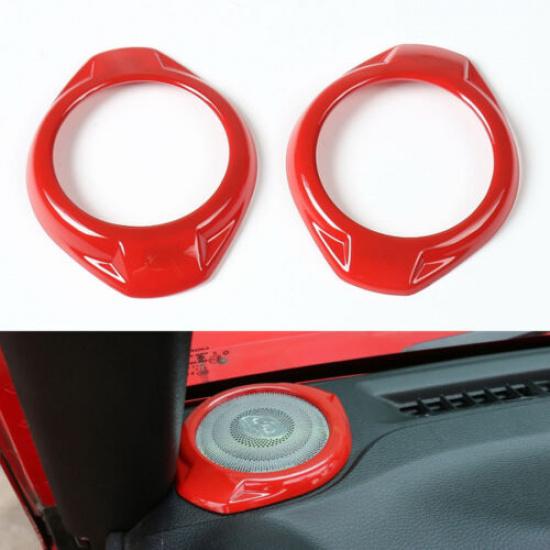 Fit For Jeep Wrangler JK 2015-2018 ABS Red Dashboard Speaker Cover Trim 2PCS