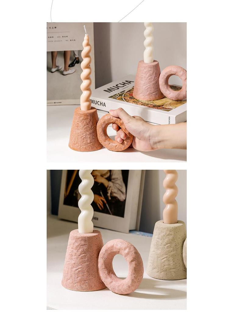Retro Ceramic Candle Holder - Creative Candlestick for Home Decor, Desktop, and Soft Decoration in INS Style