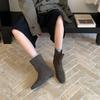 French retro short boots women's autumn new soft leather belt buckle inner slope heel thin Martin boots