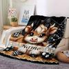 Christmas Cow With Bow Home Customize Your Name Blankets Soft And Cozy Lightweight For All Seasons Perfect For Picnics Sofa Office Bed Living Room