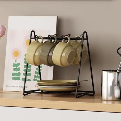 6 Cups Vertical Coffee Cup Rack Iron Cup Storage Rack Sturdy Cup Plate Rack  Kitchen