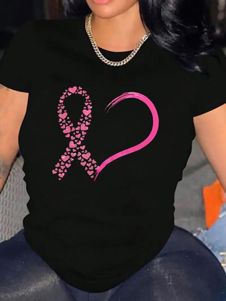 Pink Ribbon Heart Love Awareness T-shirt