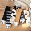 Coral Fleece Socks for Women In Autumn and Winter, Thickened and Fleece Warm Mid-calf Socks, Cute and Sweet Cat Paw Socks, Floor Socks