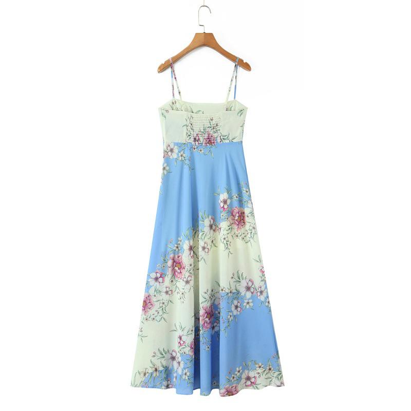2026 European & American Style French Elegance Print Slimming Vacation Dress