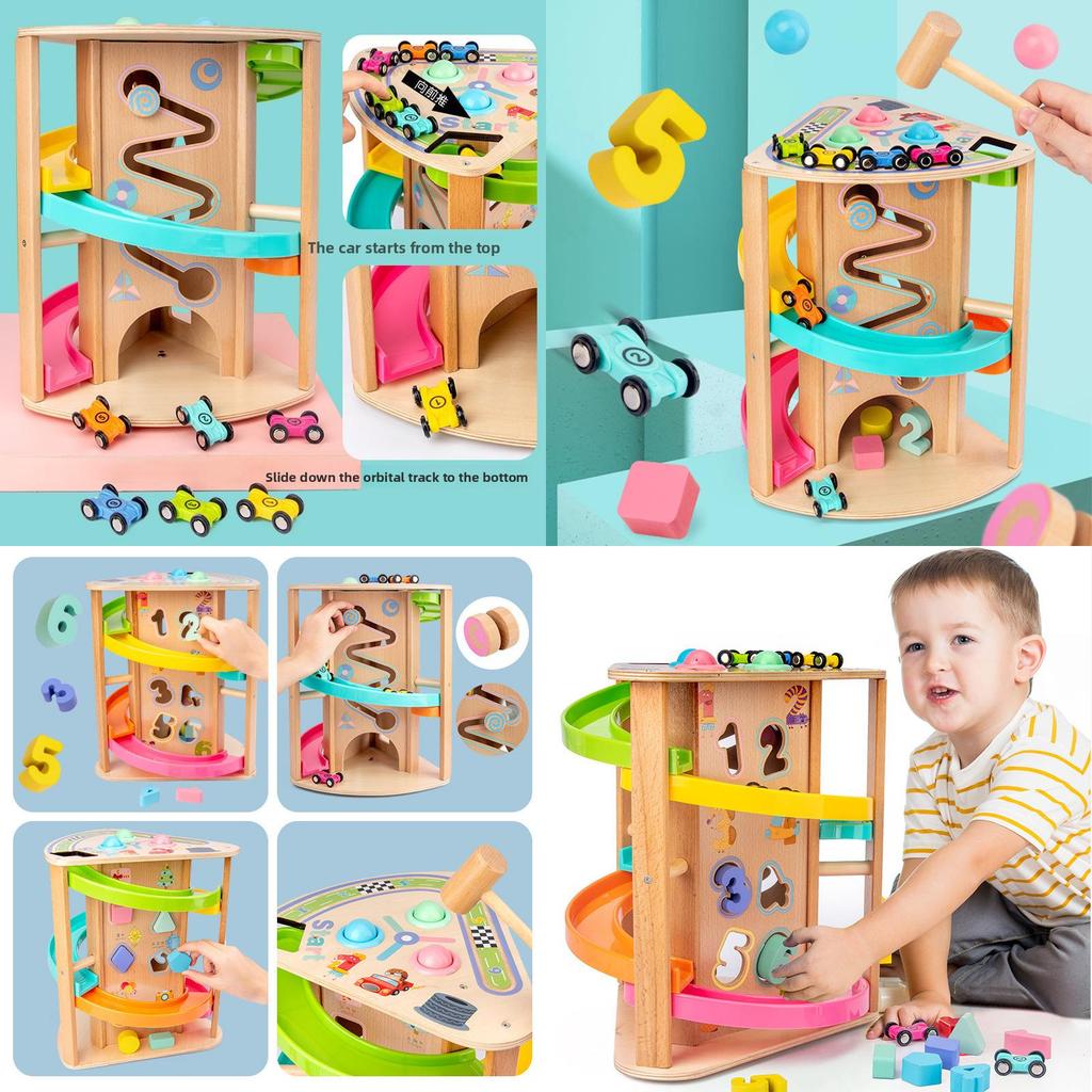Wooden Multifunction Rotating Slide Car Toy For Baby Educational Play And Diy Fun