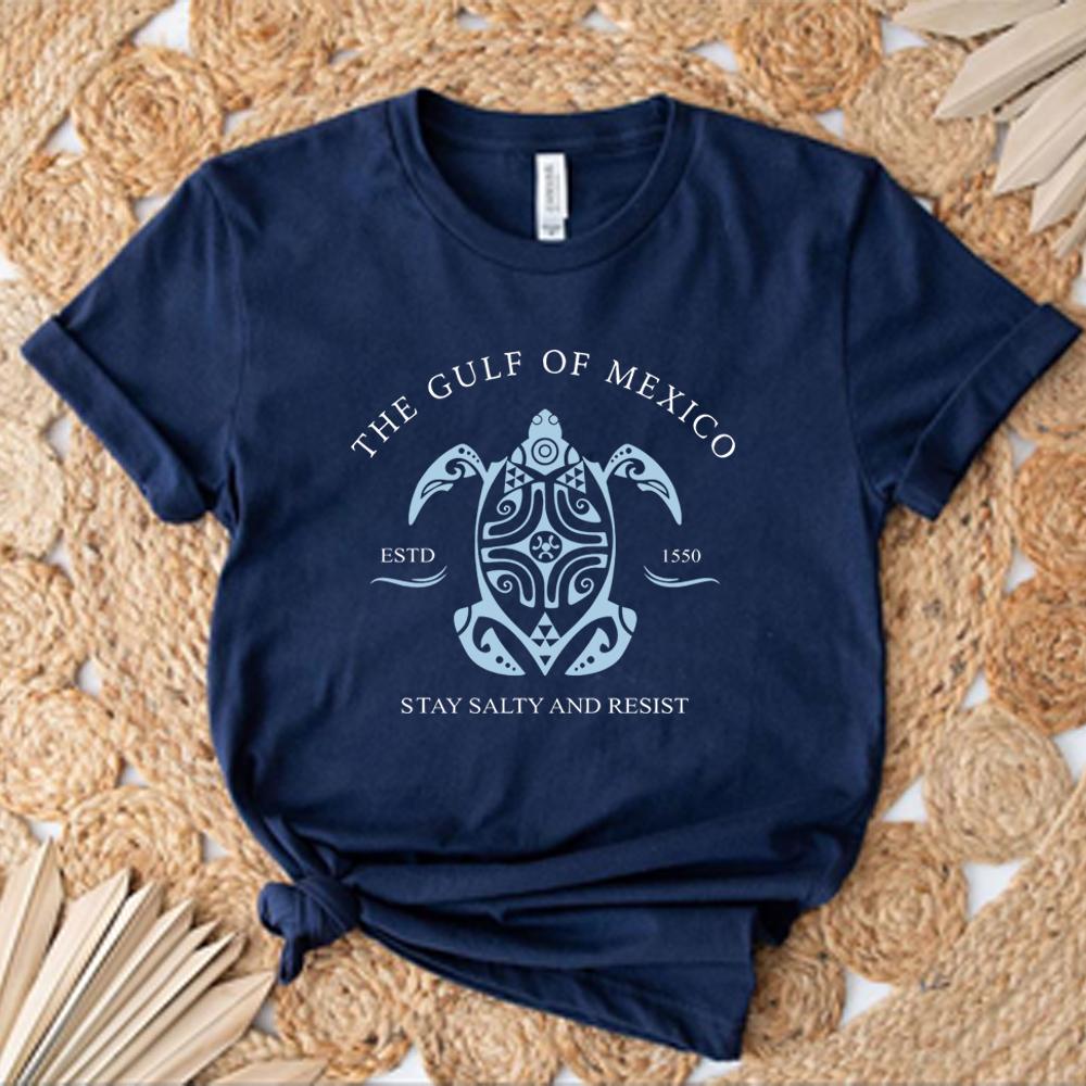 The Gulf of Mexico T-Shirt Gulf Coast Shirt Men Women Stay Salty and Resist T Shirts Trendy Unisex Casual Summer Beach Tshirt