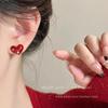 Retro Ankora red heart-shaped drop earrings, Hong Kong-style, exuding an elegant and atmospheric vibe, new and popular earrings and accessories
