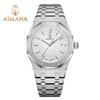 Men's Fashion Analog Quartz Wristwatch Octagonal Bezel Stainless Steel Band Calendar Dial Casual Dress Watch for Men