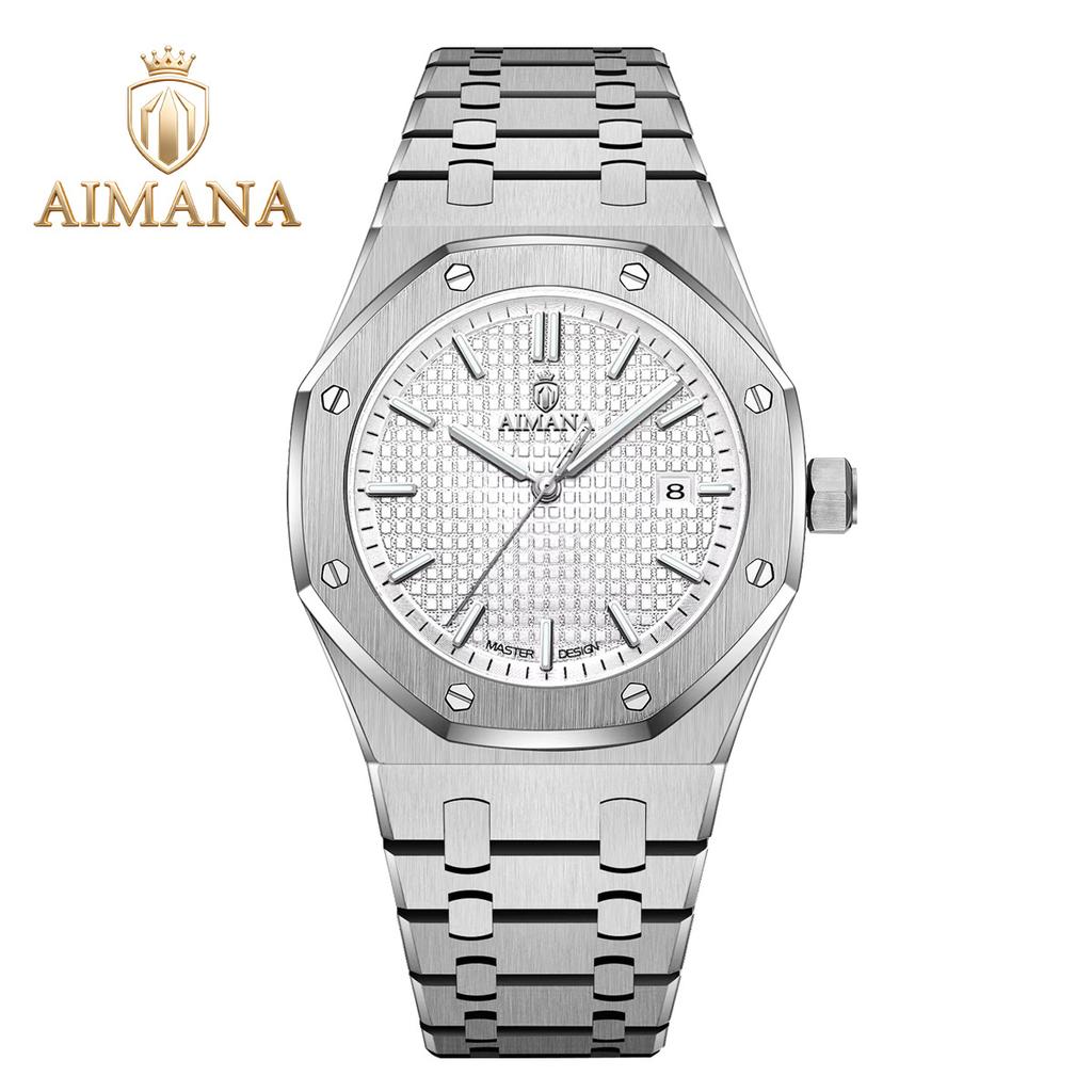 Men's Fashion Analog Quartz Wristwatch Octagonal Bezel Stainless Steel Band Calendar Dial Casual Dress Watch for Men