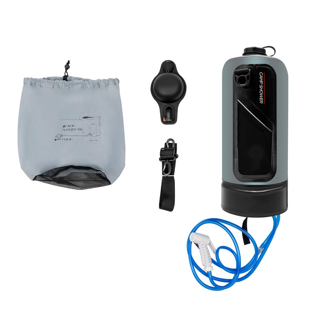 Camping Shower Solar Shower Garden Shower with Pump 3 Gallons, 12 L, Shower Head Portable and Removable Hose Shower Bag