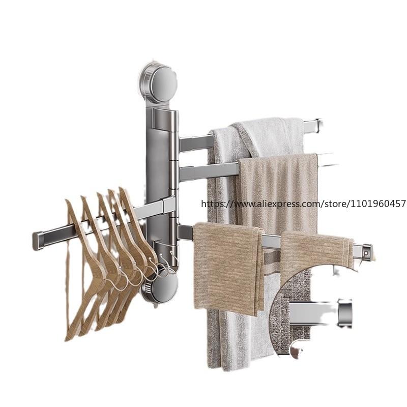 No Punching Suction Cup Bathroom Rotating Towel Rack Multi-rod Drying Rack Bathroom Wall-mounted Storage Rack