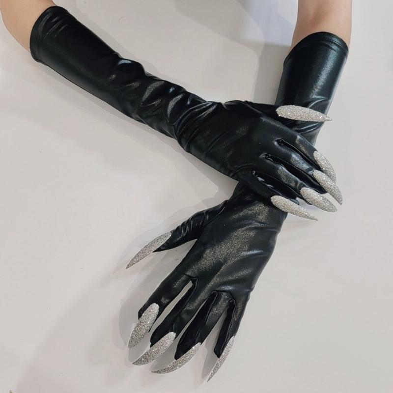 Guanti Blingbling per Dita Intere con Unghie Lunghe per Costumi di Halloween Accessori Guanti per Unghie Unghie Lunghe