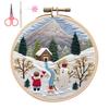 Christmas Embroidery Kit Winter Landscape Embroidery Starter Kit Santa Claus Embroidery Craft Set with Pattern Threads Needles for Beginners Adults