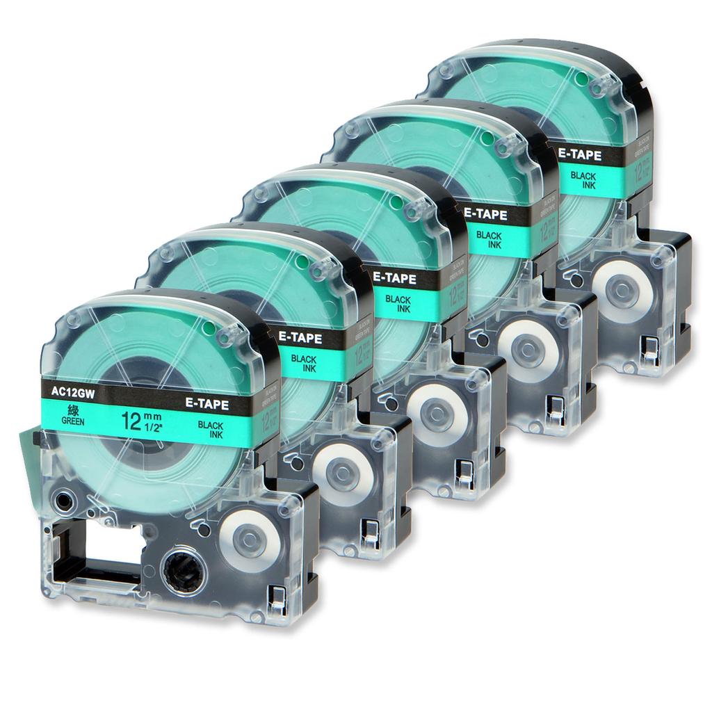 3/5/10PK 12mm Standard Label Tapes Compatible for EPSON LW-400 LK-4WBN SS12KW SS18KW Label Ribbon for KingJim SR230C Label Maker