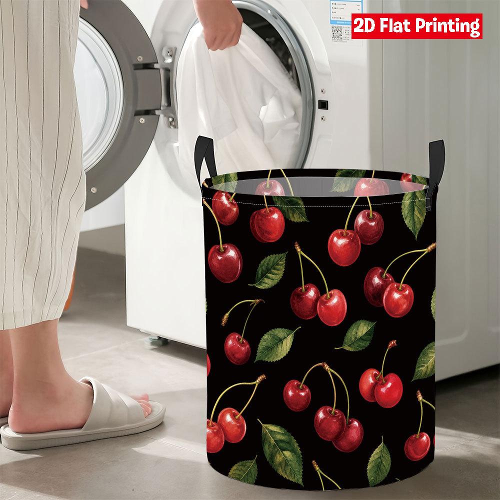 Collapsible Laundry Basket Large Round Waterproof Fabric Hamper Dirty Clothes Storage Bin Toy Organizer with Handles