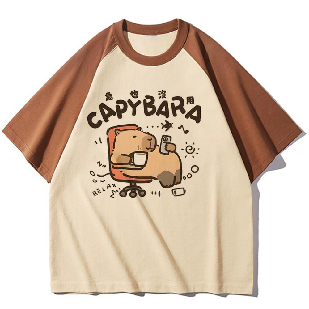 Capybara Top Tees Female Digital Women Graphic Punk Korean Clothes Retro Tshirt Breathable Graphic Anime Comfortable