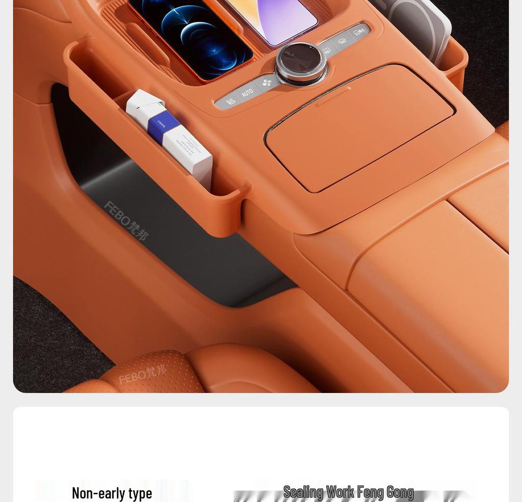 Kompatibel mit 25 Geely Galaxy M9 Modellen: Rutschfeste Silikon-Konsole für kabelloses Laden & Aufbewahrung - Auto-Innenzubehör.
