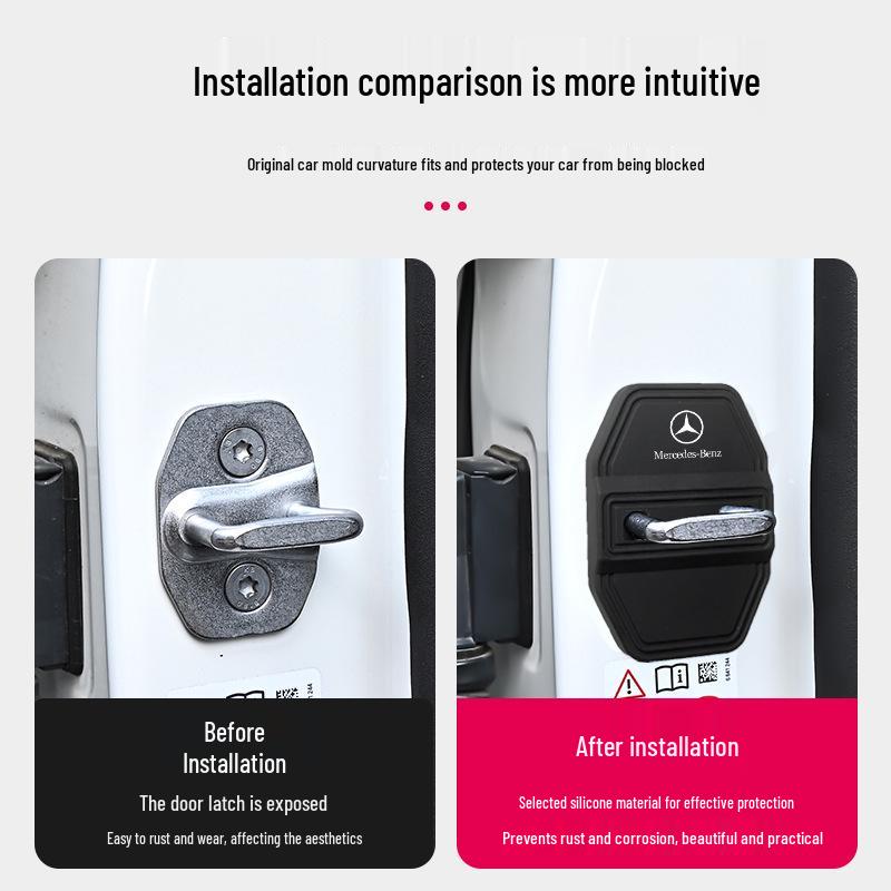 Mercedes-Benz E-Class Door Lock Cover: Noise Reduction, Shock Absorbing, Rust-Resistant Silicone Protection.