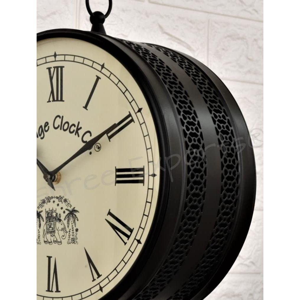 Vintage Uhr Metall Handgefertigt Doppelseitige Uhr (Schwarz, 12 Zoll) - Analog