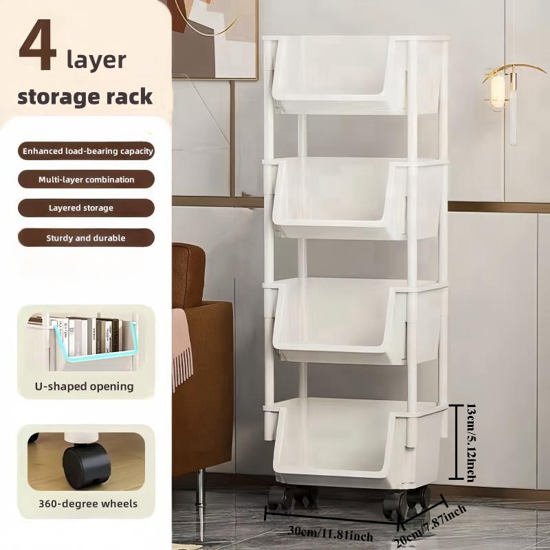 5-ярусная полка для хранения тележка для хранения книжная полка - Мобильная полка для хранения на колесиках для гостиной спальни общежития полка для хранения книг 3440₽