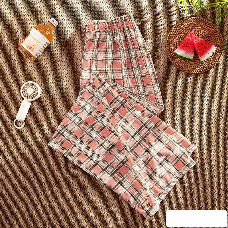 Plaid Pants Women's Summer Thin Section Loose Straight-leg Slimming All-match Casual Pants High Waist Drape Wide-leg Pants