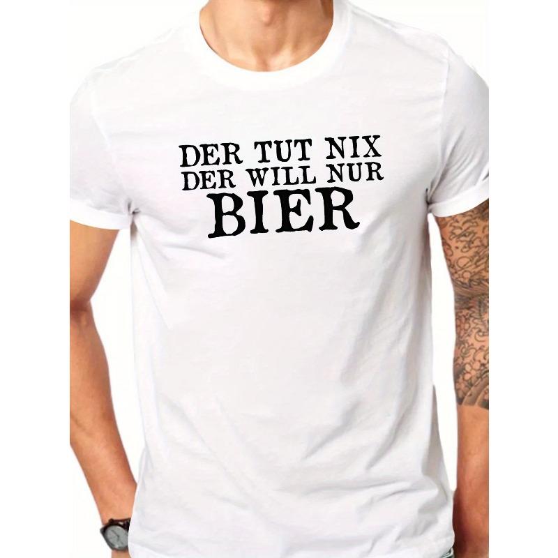 European sizes Men's German Style Short Sleeve T-Shirt - Casual Summer Round Neck Top with German Text Print