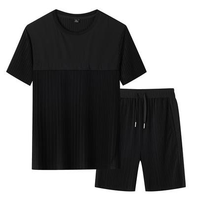 Sommer Sportanzug Herren Sommer Sportanzug Kurzarm Herren Eisseide T-Shirt Herren Shorts Herren Caprihosen