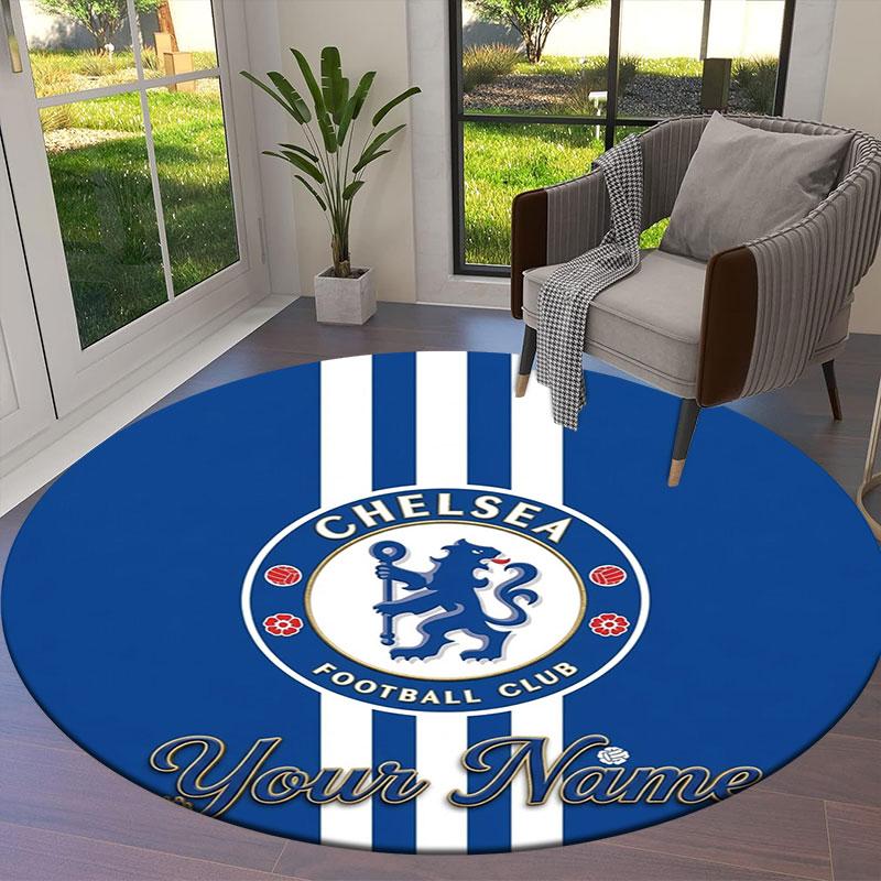 Chelsea F Custom Name Round Area Rug,Carpet Rug for Living Room Bedroom Sofa Playroom Decor,Non-slip Floor Mat