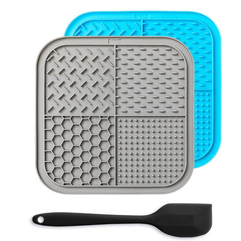 LMETJMA Lick Mat for Dogs and Cats Silicone Licking Mat with Suction Cups for Anxiety Relief Square Dog Slow Feeder Lick Pat