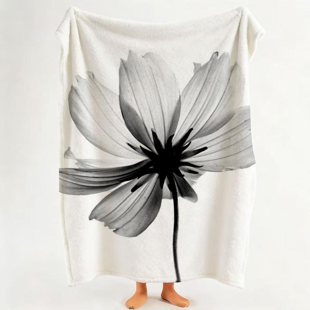 Art B Black A And W White A Art P Plant F Flower Throw Flannel Throw Blanket Suitable for Sofa Living Room Bedroom