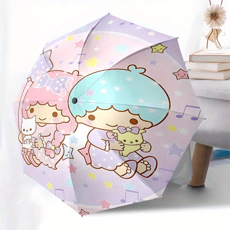 Little Twin Stars, Sanrio Characters Automatic opening and closing folding umbrella with 8-rib frame and compact travel design, perfect for