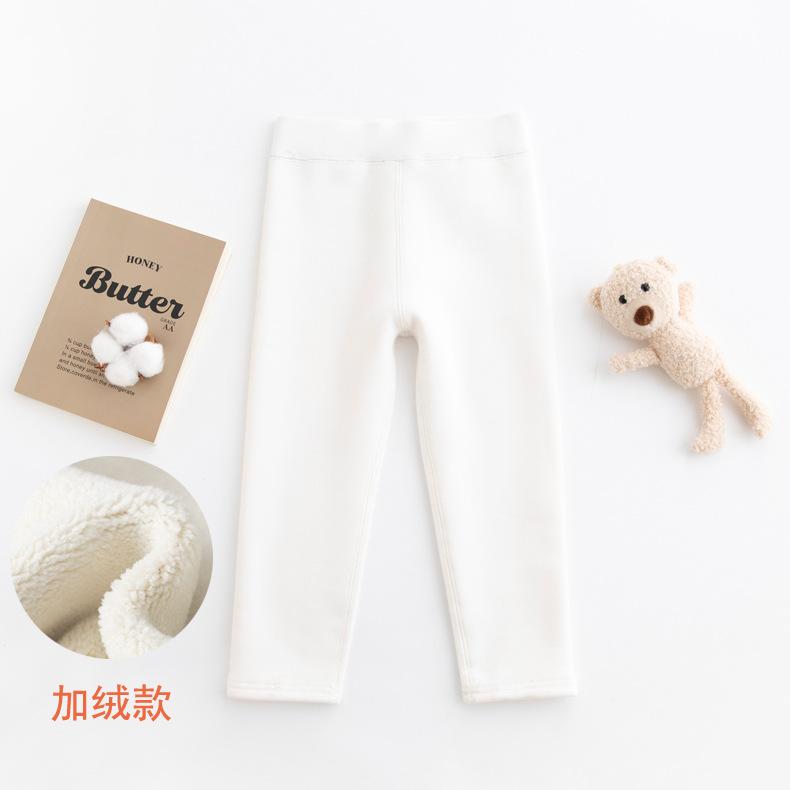 Spring and Autumn Girls' Pants Candy Colored Matte Warm Children's Bottom Pants Cotton Can Be Worn Inside Out Children's Pants