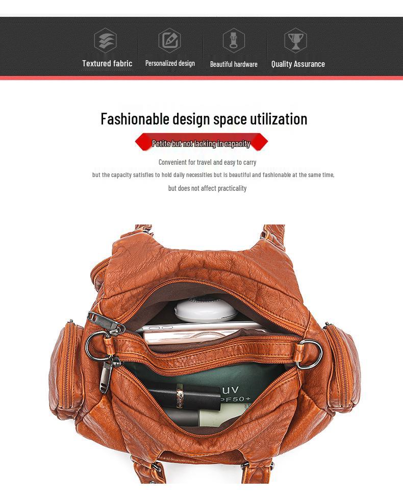 Women's Retro Soft Leather Shoulder Bag - Small Square Crossbody for Middle-aged and Elderly